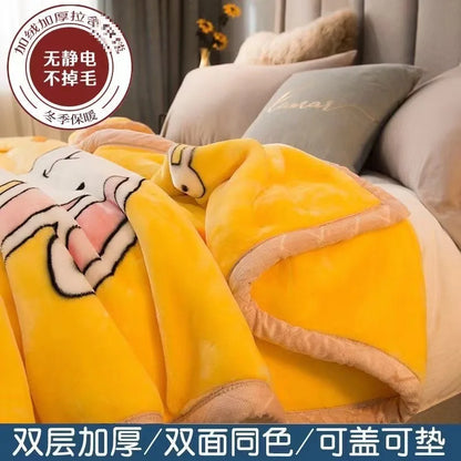 Thiened Double-layer Raschel Blanket Warm Coral Fce Wedding Blanket Single Double Bed Autumn Winter Warmth Cover Blanket