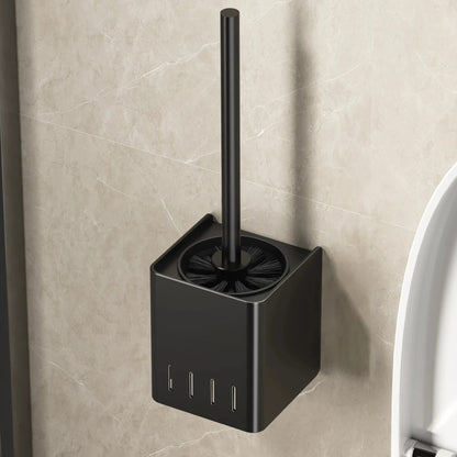 Badezimmer  Toilettenbürstenhalter  Reinigungswerkzeuge  Weltraumaluminium  An der Wand montiert  Kein Bohrer  Vertikal  Klobürste  Badezimmerzubehör