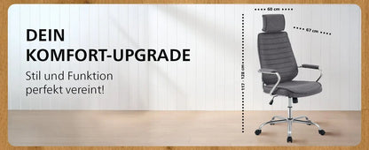 CLP Bürostuhl ergonomisch Rako, Schreibtischstuhl höhenverstellbar drehbar Stoffbezug, Backrest mit Kopfstütze