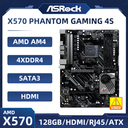 ASRock X570 PHANTOM GAMING 4S motherboard AM4 AMD X570 DDR4 128GB Hyper M.2 ATX support Ryzen 5 5600X 4100 1600 3600 cpu.