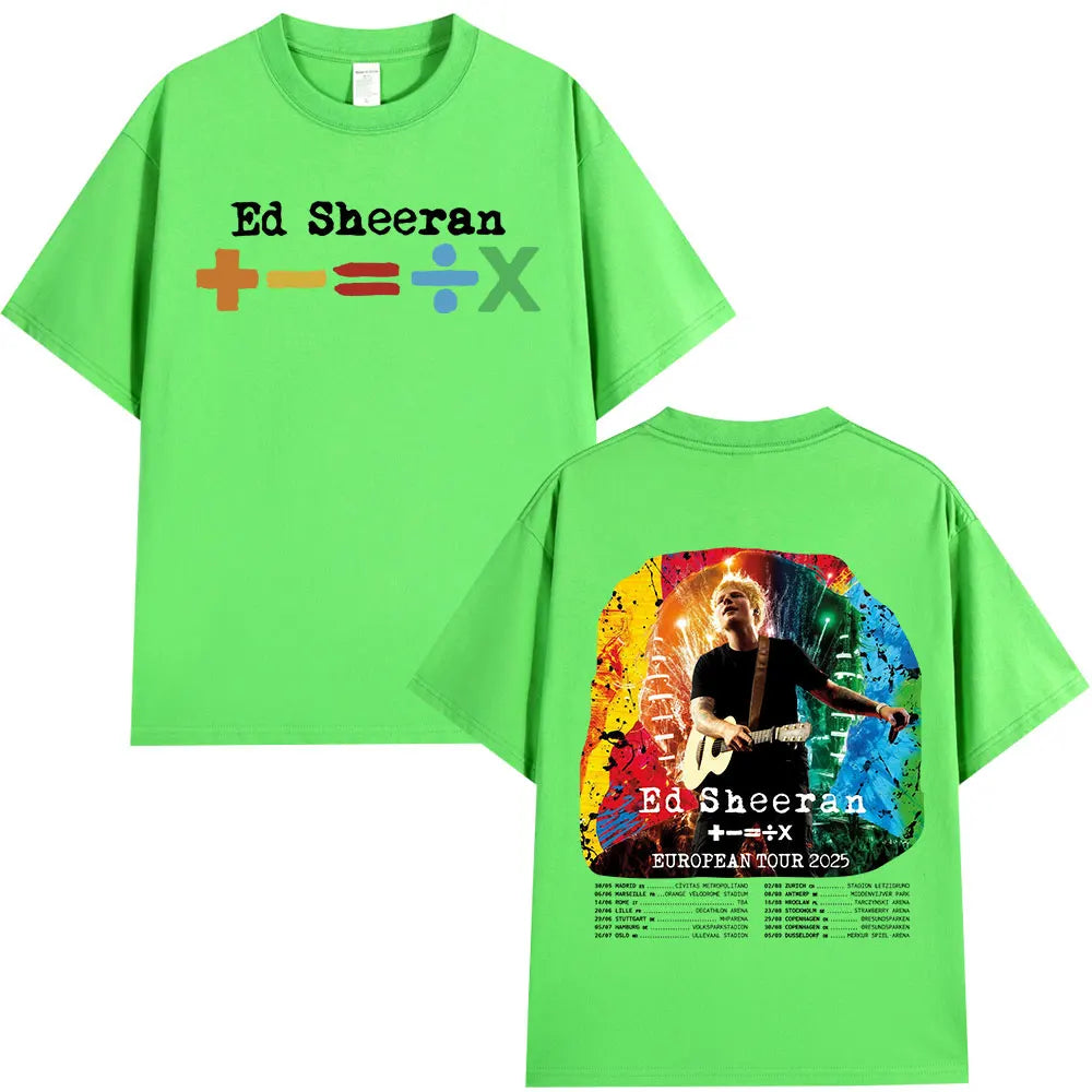 Ed Sheeran European Tour 2025 T Shirts Men Women Clothing Summer Cotton Casual Short Sleeve T-shirt Fashion Oversized Tee Shirt.