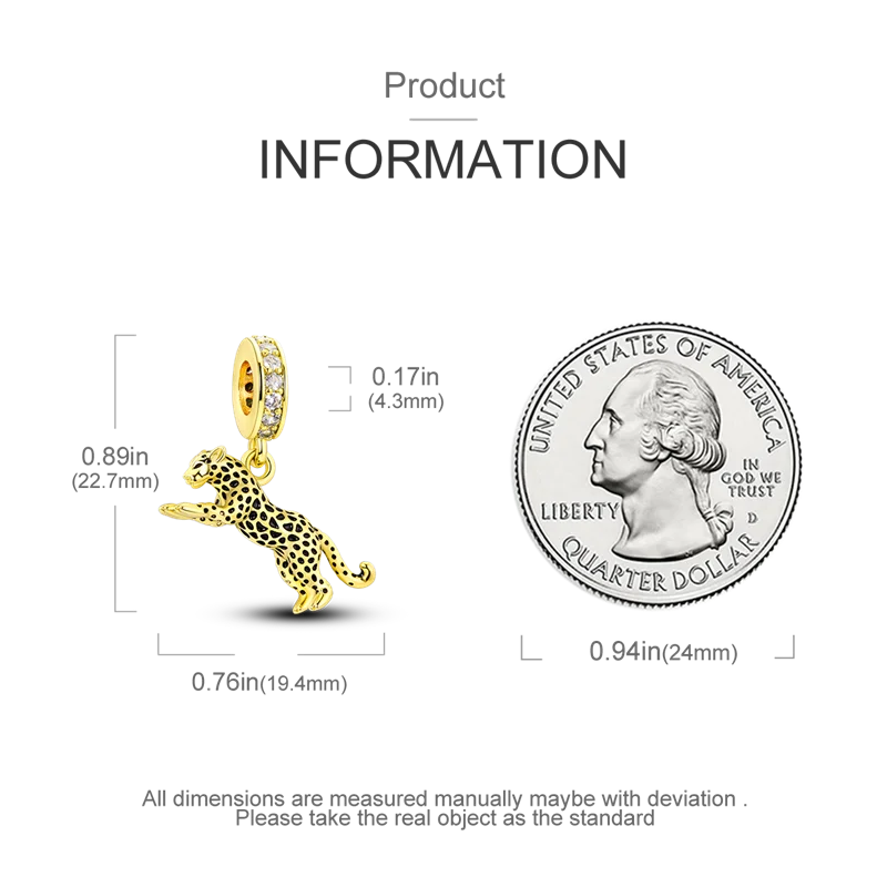 Gold Series DIY Charms Bead Original 925 Sterling Silver Inlaid Zirconium Sun Leopard Pendants Fit Bracelet Jewelry Gift Marking.