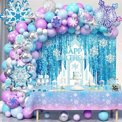 133 Stück Schneeball ballon girlande Set-blau, lila und weiß für Winter partys, Geburtstage und Innen-/Außen dekorationen.