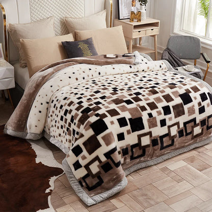 Nordic Style Zebra Print Coral Fleece Blanket Thickened Raschel Autumn Winter Blankets Double Layer Multi Purpose Plush Quilt