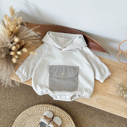 Herbst Neue Baby Minimalistischen Hoodie Lange Ärmel Große Tasche Klettern Kleidung Baby Neugeborenen Artikel Bodys & Einteiler.