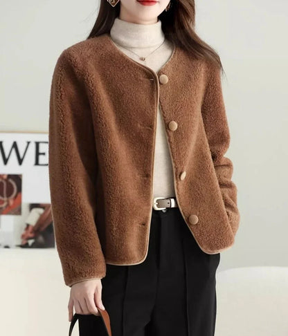 Koreanischer Stil, Fleece-Damenjacken, kurzer Damenmantel, hohe Qualität, 2025, Trend, jugendlich, neu in Oberbekleidung, Vintage-Mode, günstig.