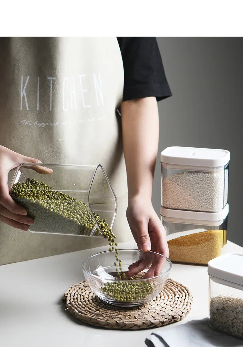 Clear Food Grade Plastic Storage Jar Airtight Seal for Kitchen Snacks Cereals Beans Kitchen Storage Organizer Kitchen Storage.