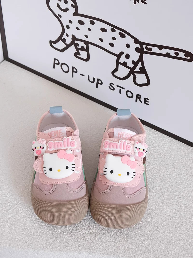 Sanrio Girl Kawaii Canvas Shoes Kindergarten Baby Child Cute Hello Kitty Spring Autumn Fashion Outdoor Running Sports Leisure.