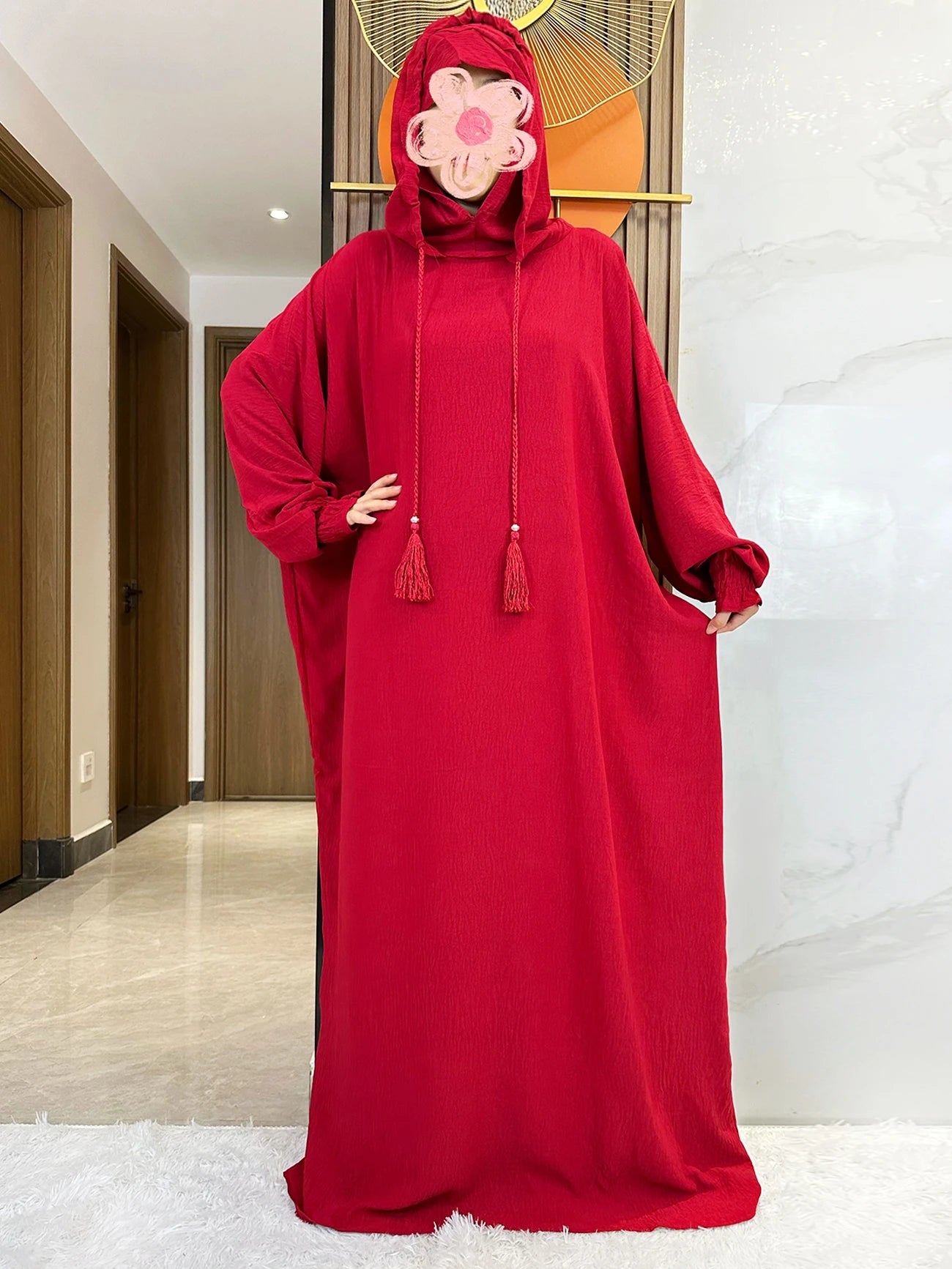 Women Cotton Abayas Muslim Ramadan Prayer Clothing With Hooded Jalaba Solid Casual Batwing Sleeve Arab Oriental Robe Eid Djellab.