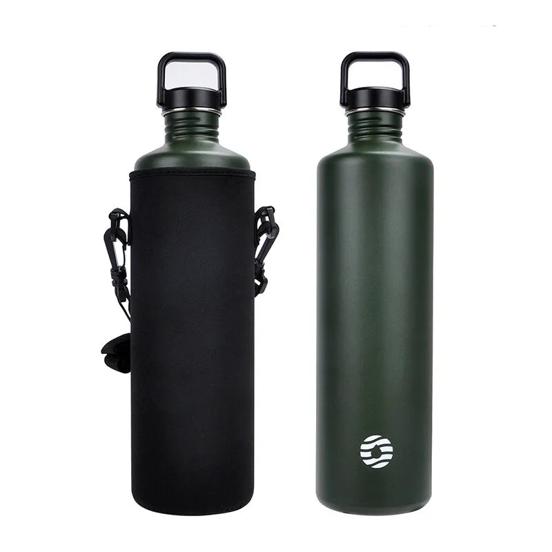FEIJIAN Stainless Steel Water Bottle Portable Cycling Sports Bottle Leakproof BPA Free Large Capacity With Bottle Bag.