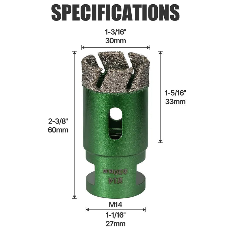 6–130 mm M14-Gewinde, trocken, vakuumgelöteter Marmor, Mauerwerk, Lochsäge, Öffner, Diamantbohrkrone für Keramikfliesen, Granit, Marmor