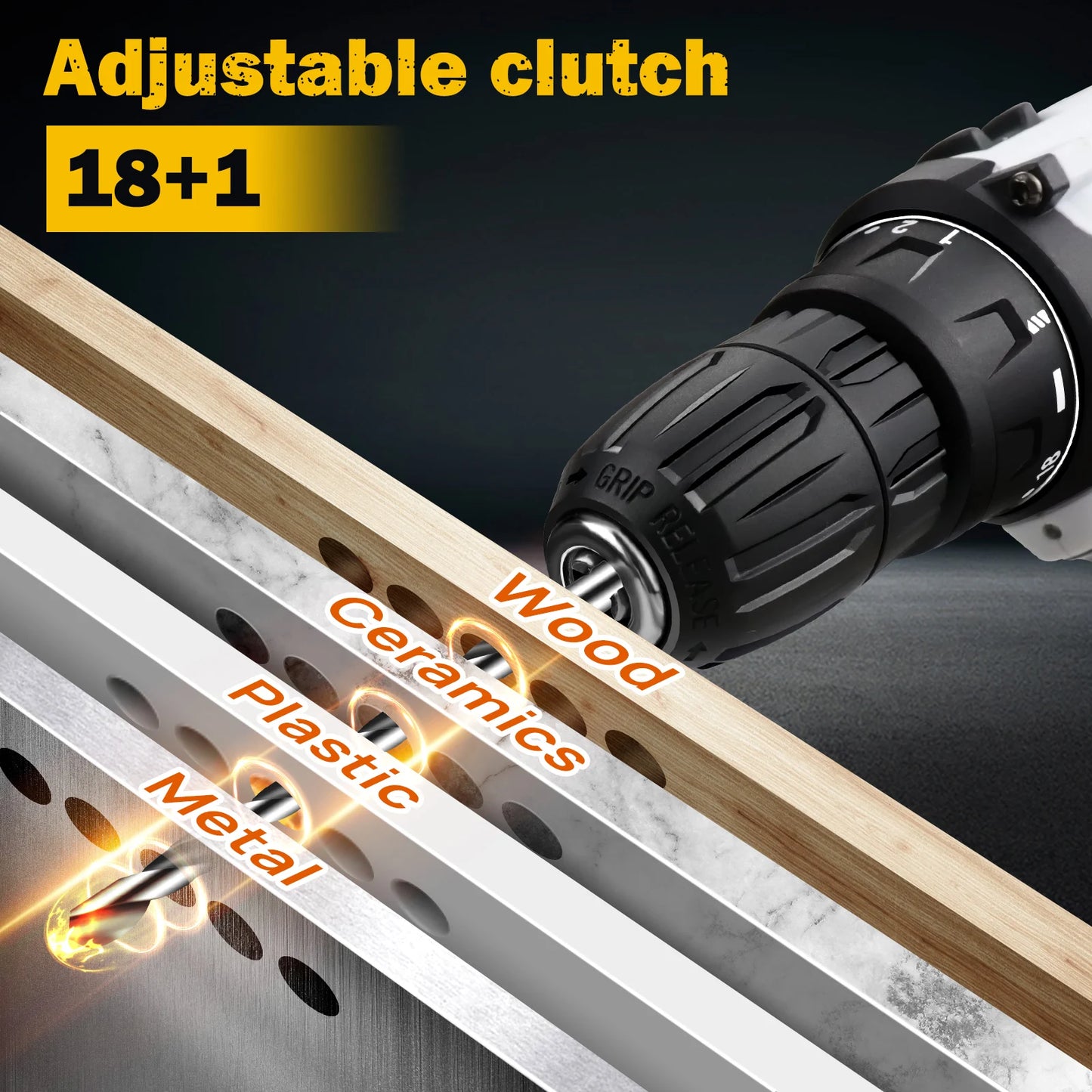 16,8-V-Akku-Bohrschrauber-Set, 2-in-1-Mini-Elektroschrauber-Werkzeuge + LED-Arbeitsleuchte, hohes Drehmoment, 45 Nm