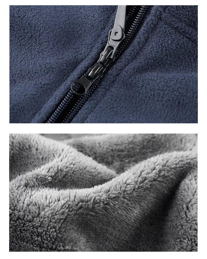 Men's Outdoor Sport Hooded Sweatshirt Jacket Warm Fleece Liner Windproof Softshell Inner Polar Fleece Coat with Zipper & Pockets.