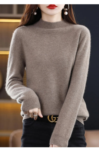 2025 Women's Casual Knit Tops Half-neck Pullover In Autumn And Winter New Cashmere Sweater Women's Coat 19 Colors.