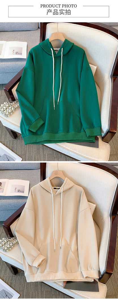 150kg plus size Damen büste Herbst Kapuze neun Farben Sweatshirt lose Langarm Top 6xl 7xl 8xl 9xl 10xl
