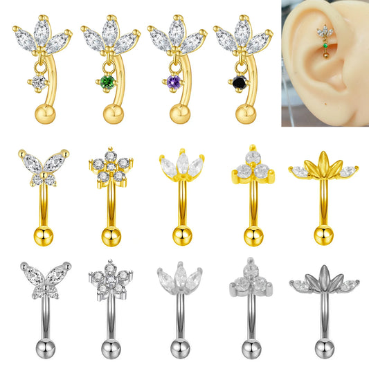 Rook piercing Butterfly Ear Cartilage Eyebrow Tragus Helix Piercing Stud Curved barbell Wholesale Body  Jewelry.