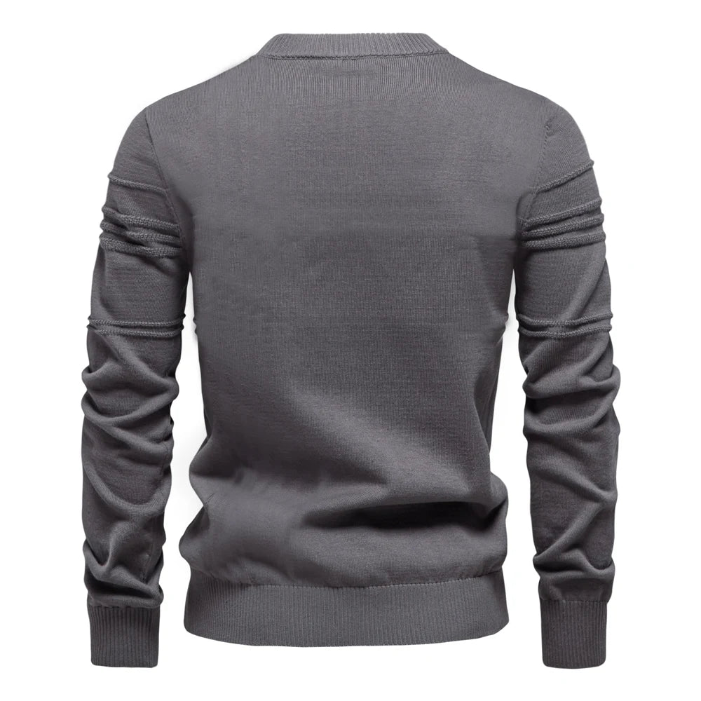 AIOPESON Mens Crewneck Pullover Sweater Knitted Cotton Stripped Quality Autumn Winter Warm Sweaters for Men.