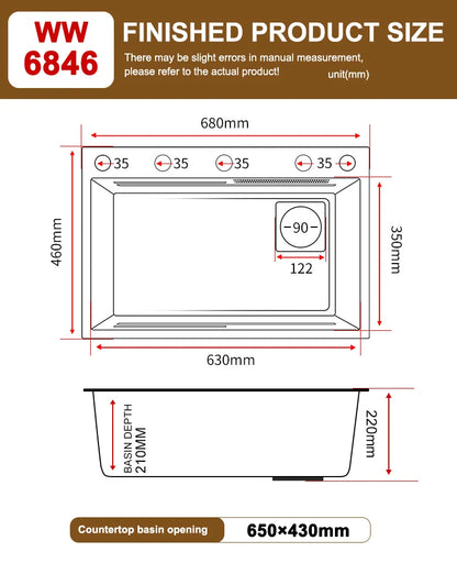 Waterfall Sink Large Single Slot Stainless Steel Kitchen Sink Embossed Washbasin Under The Basin Installation For Kitchen