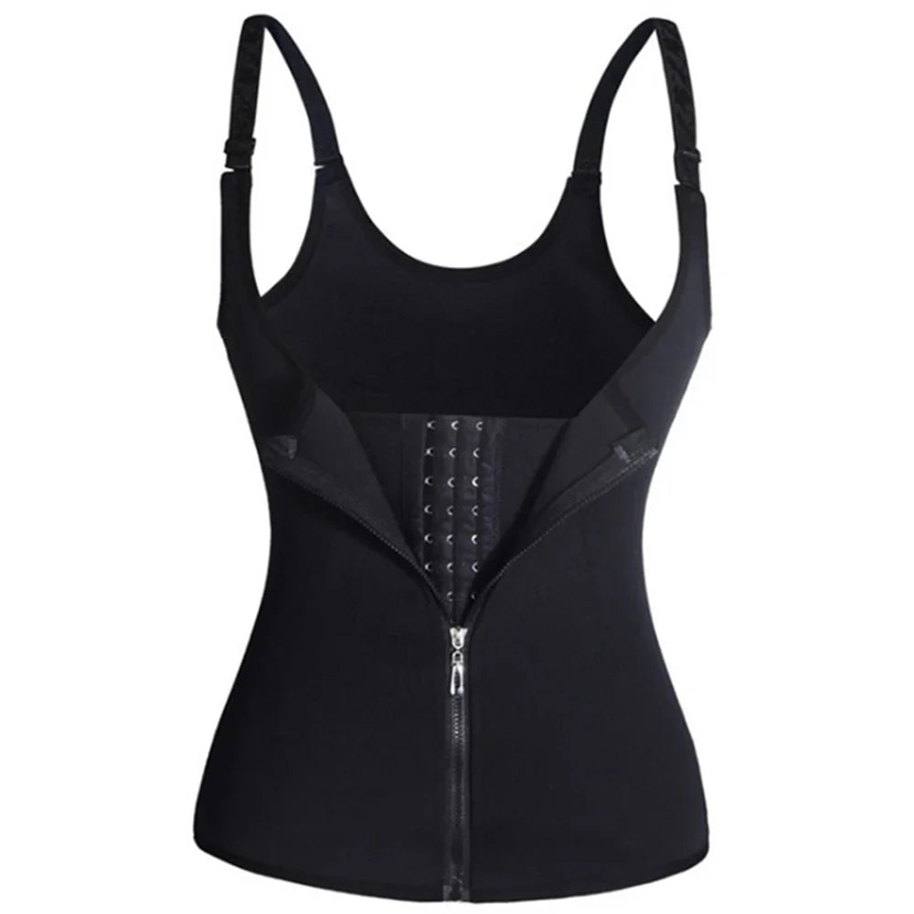 Waist Trainer Tank Top For Women Zipper Body Shaper Tummy Control Sleeveless Top, Women's Activewear Body Shaping Underwear.