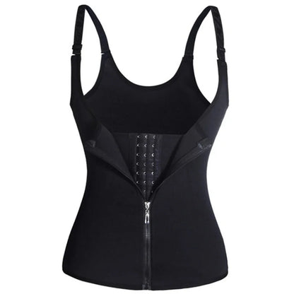 Waist Trainer Tank Top For Women Zipper Body Shaper Tummy Control Sleeveless Top, Women's Activewear Body Shaping Underwear.
