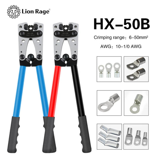 Crimpzange Rohrklemmen Crimper Sechskant-Crimpwerkzeug Multitool Batterie Kabelschuh Kabel Handwerkzeuge HX-50B 6-50 mm2 AWG 10-0