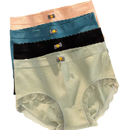 4Pcs Plus Size Underwear Women's Panties High Waist Sexy Panties Seamless Briefs Female Girls Lingerie Graphene Pantys Ladies