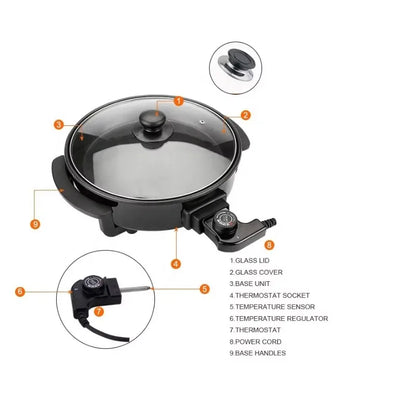 Multifunktionale, hochwertige, heiß verkaufte 1500 W elektrische tiefe Pizzapfanne