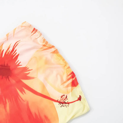 CUTENOVA Damen 2024, neues, mit Blumenmuster bedrucktes, schlauchloses Kleid, lässig, Urlaub, schulterfrei, schlank, Strand, bodenlang, langes Kleid