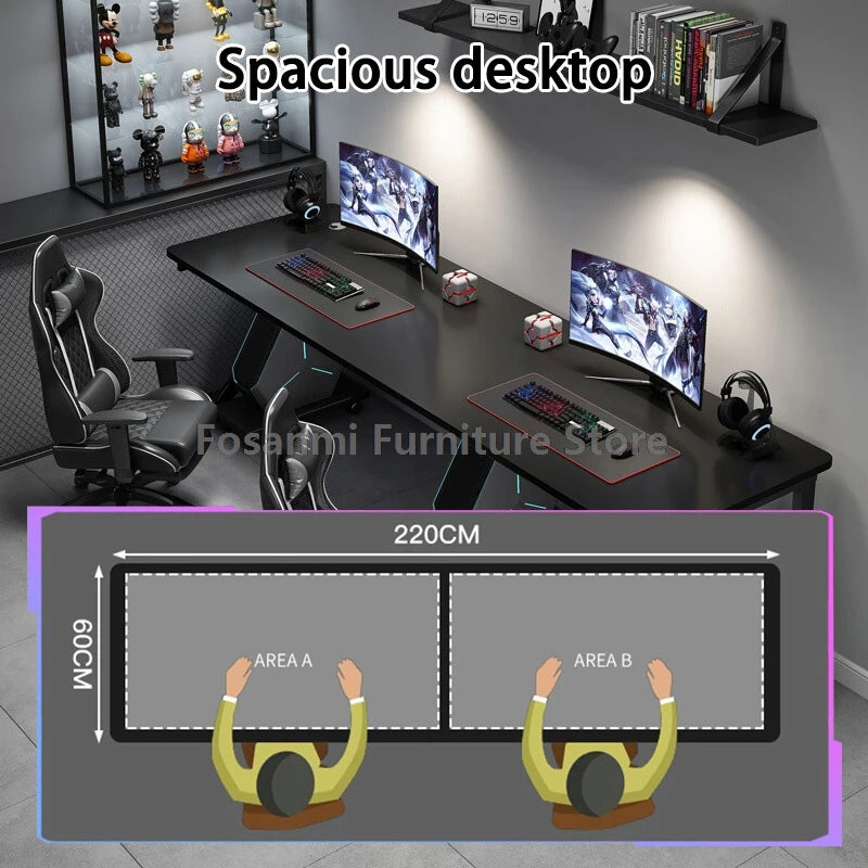 Großer 2-Personen-Gamer-PC-Schreibtisch mit K-förmigen Beinen, moderner Büro-Doppelcomputer-Schreibtische, geräumiger langer Gaming-Tisch für Zuhause und Arbeitszimmer für zwei Personen