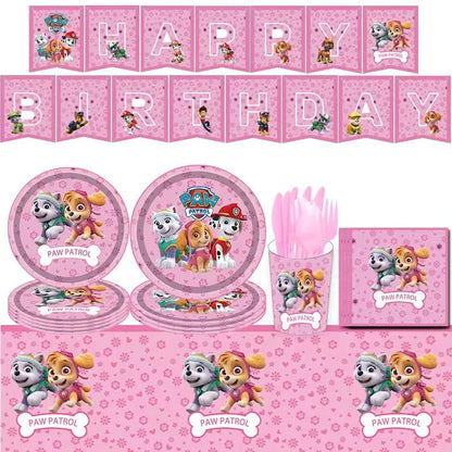 Paw Patrol Rosa Geburtstag Skye Thema Party Dekorationen Geschirr Set Pappteller Tassen Servietten Für Kind Party Liefert Spielzeug Geschenke.