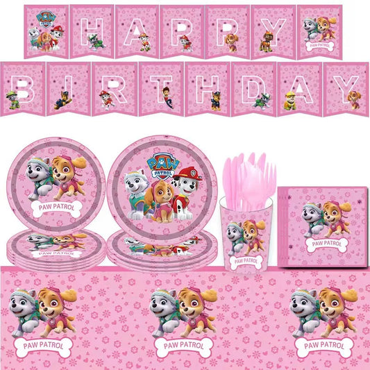 Paw Patrol Rosa Geburtstag Skye Thema Party Dekorationen Geschirr Set Pappteller Tassen Servietten Für Kind Party Liefert Spielzeug Geschenke.