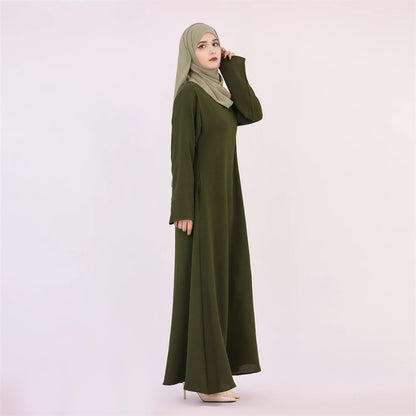 Ramadan Eid Solid Linen Dubai Abaya Turkey Islam Muslim Modest Dress Kaftan Prayer Clothes For Women Kebaya Robe Femme Musulmane.