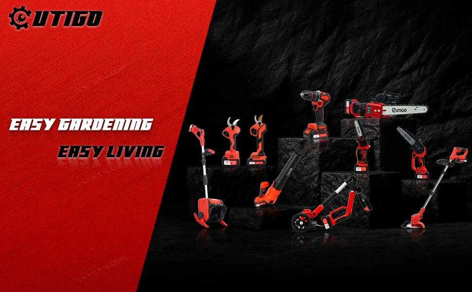 OUTIGO-KF8L schnur loser elektrischer Grass ch neider mit 2 Batterien und 4 Arten von Klingen, zum Mähen von Rasenflächen und Sträuchern im Freien