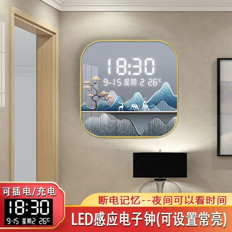 Wanduhr Digital anzeige stille Temperatur Uhr Quadrat Wohnzimmer Home Schlafzimmer Esszimmer Wandmalerei