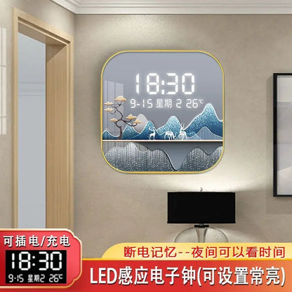 Wanduhr Digital anzeige stille Temperatur Uhr Quadrat Wohnzimmer Home Schlafzimmer Esszimmer Wandmalerei