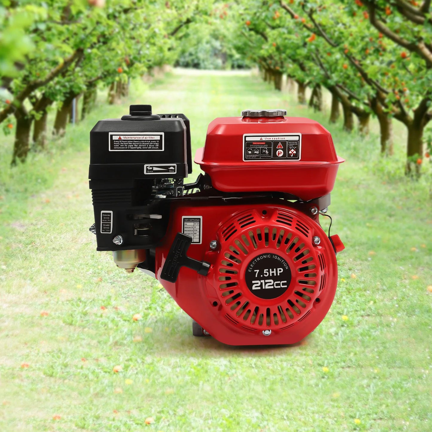 4-Takt-Benzinmotor 212 cc, 7,5 PS, 4000 W, 3600 U/min, Einzylinder-Handgezogener Benzinmotor, Durchmesser der Kurbelwelle ist 20 mm