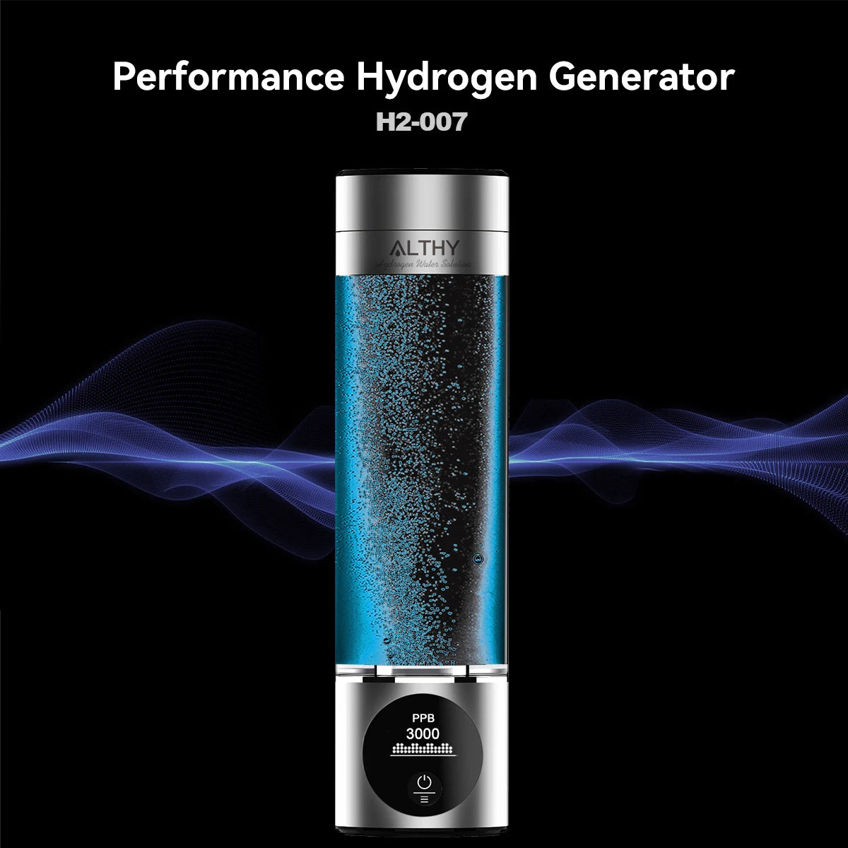 ALTHY Performance Hydrogen Water Generator Bottle DuPont SPE+PEM Dual Chamber + PPB&Time&Battery Display + H2 Inhalation Device.
