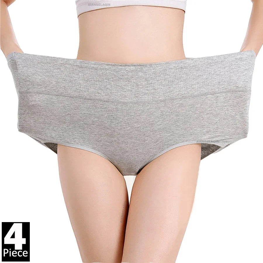 4Pcs/Lot High Waist Underwear Cotton Panties Women Body Slim Abdominal Underwear Plus Size Girls Briefs Female Lingerie Shaper.