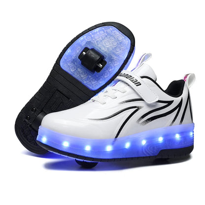 Two Wheels Children's Led Light Roller Skate Shoes For Kids Boys Girls Luminous Sneakers Skateboard USB Charging.