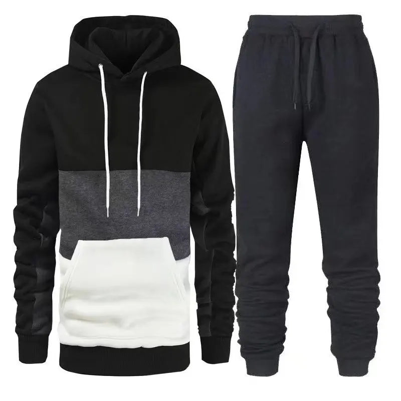 Damen Fleece zweiteilige Sets elegante einfarbige übergroße warme Hoodies und lange Hose Sporta nzug Herbst Winter Trainings anzug 2021