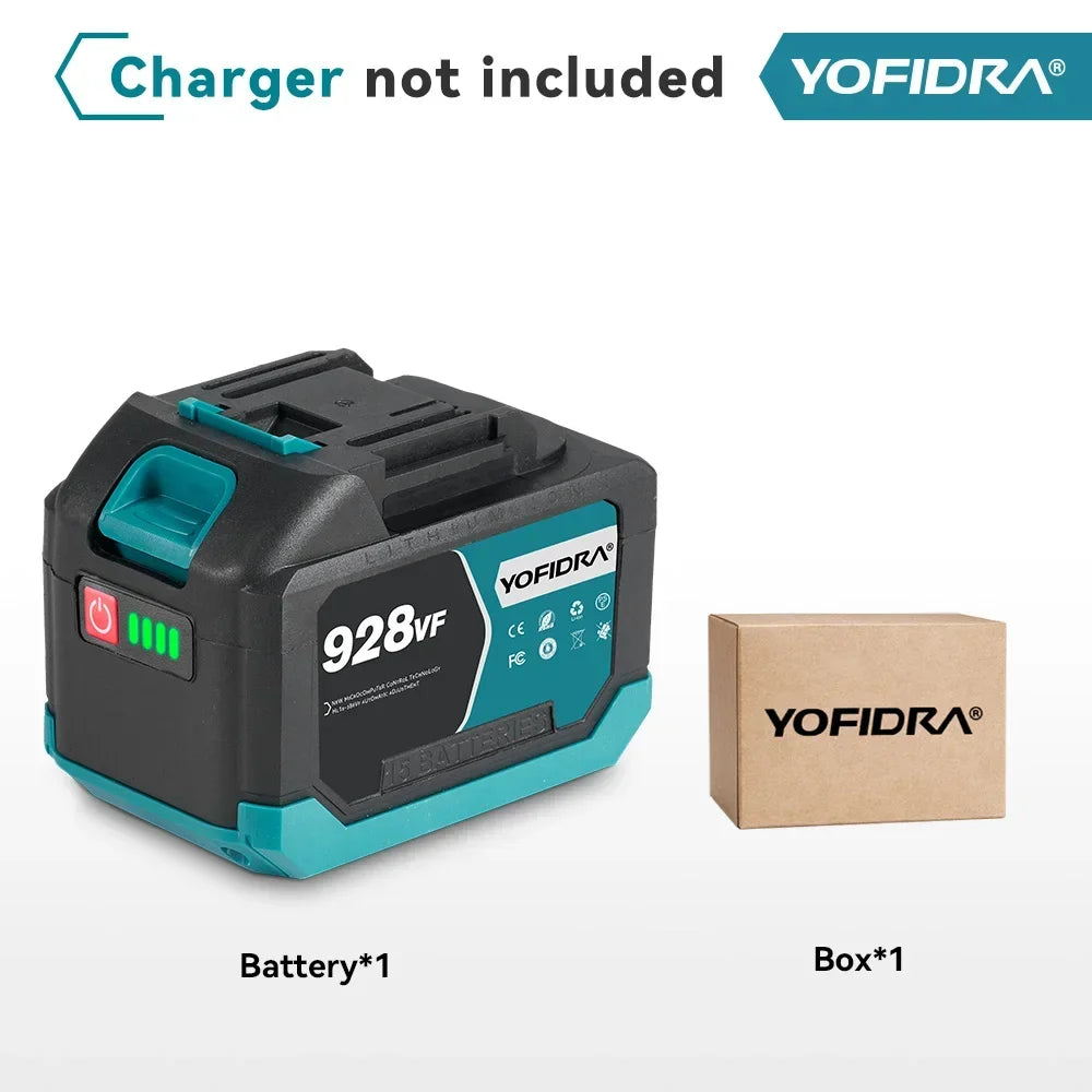 YOFIDRA 388VF 928VF wiederaufladbarer Lithium-Akku, 22500 mAh, 15000 mAh, Li-Ionen-Akku für elektrische Kettensäge, Bohrschlüssel, Elektrowerkzeug