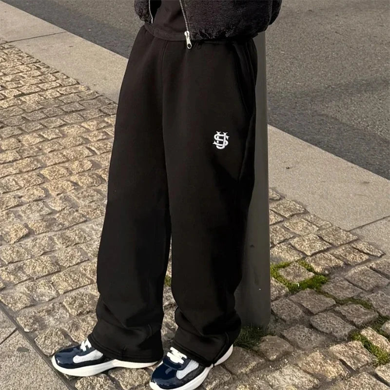 High Street Y2K Hosen Herren Casual Hosen Hoodie Sets Streetwear Gerade Jogginghose Lose Stickerei Hoodie Paar Trendy Anzug.