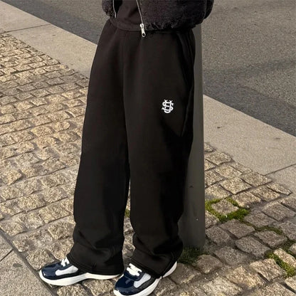 High Street Y2K Hosen Herren Casual Hosen Hoodie Sets Streetwear Gerade Jogginghose Lose Stickerei Hoodie Paar Trendy Anzug.