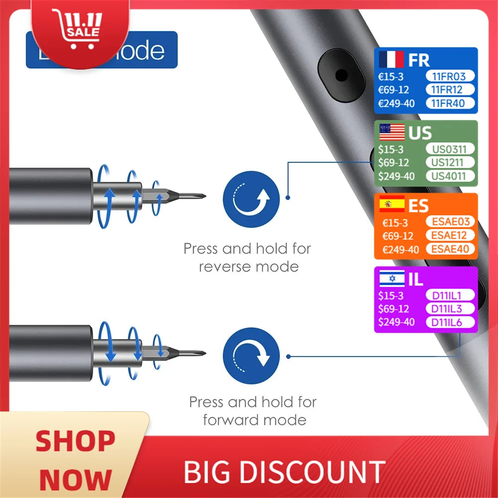 28/62 in 1 Elektro-Schraubendreher-Set, Präzisions-Elektrowerkzeug-Set, wiederaufladbar, kabellos, Mini, kleine Bits für Xiaomi Mobile Cell Repair