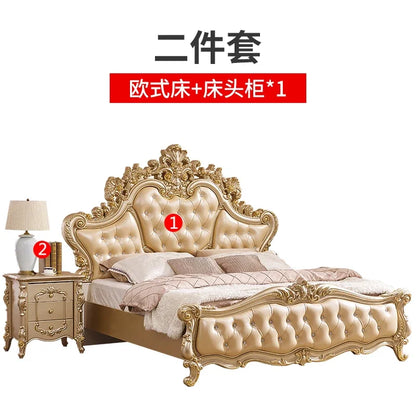 Gold Luxus gestepptes Doppelbett Holz Vintage weiche Einzelkopfteile Doppelbett Erwachsene Zuhause Camas De Dormitorio Möbel