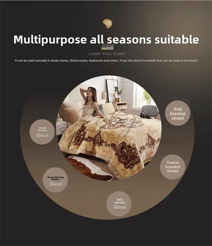 European Style Warm Raschel Blanket for Winter High End Soft Thicken Warmth Weighted Blanket Double Side Flocked Comforter Duvet