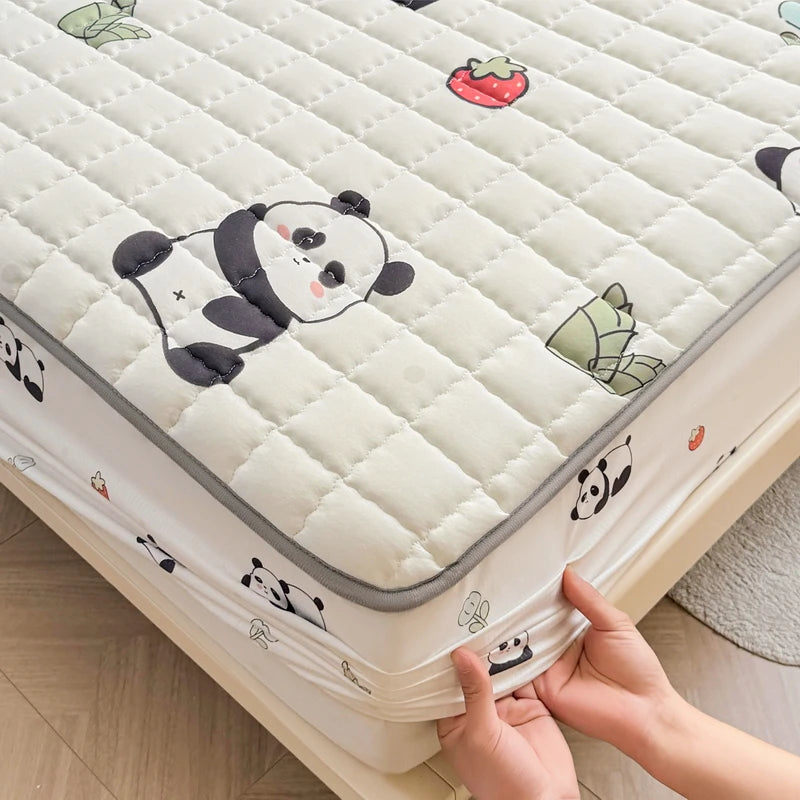 Thick Mattress Cover Cartoon Style Bedspread Quilted Bed Cover for Home Adults Kids Bed Linen fundas de colchón (No Pillowcase).