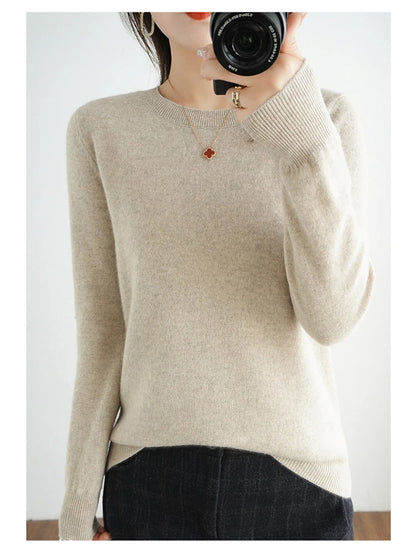 Herbst und Winter Kaschmirpullover Damen Rundhalspullover lässig gestrickt Top Damen kurze Unterwolle Mode 18 Farben