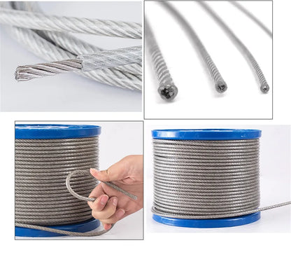 Diameter 0.8mm-8mm Length 2-100m Clothesline,PVC Transparent Plastic Coated No Burr 304 Stainless Steel Wire Rope Cable.