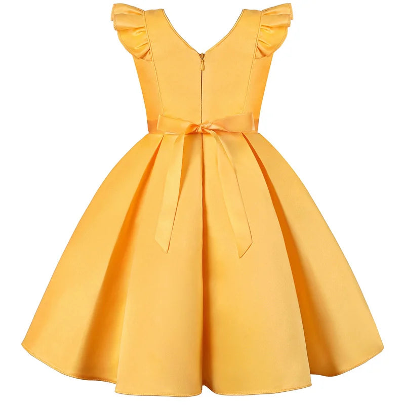 3-10 Y Pailletten Blumen Stickerei Mädchen Kleid Sommer Ärmellose Prinzessin Party Kleider Weihnachten Geburtstag Geschenk Kind Casual Kleidung.